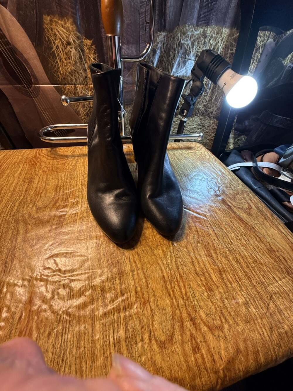 Vaneli Black Leather Ankle Boots Size 10M